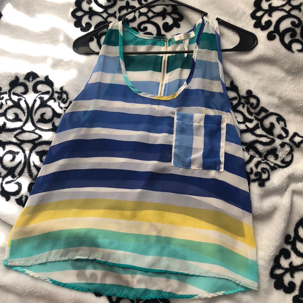 See through, striped tank